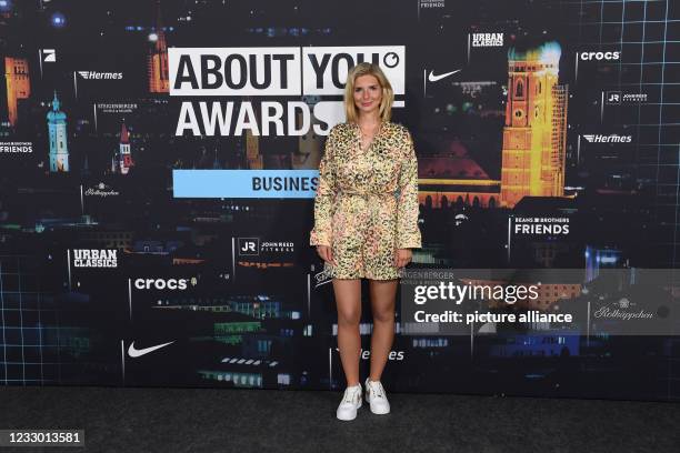 May 2021, Bavaria, Munich: Lea-Sophie Cramer shows off at the "About You" awards. The social media personalities of the year are honored in the...