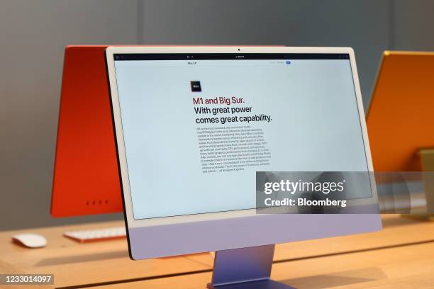 Apple Inc. IMac computers equipped with the M1 chip inside the company's store in Sydney, Australia, on Friday, May 21, 2021. Apple is preparing to...