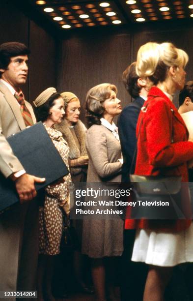 Los Angeles, CA James Farentino, Jean Allison, Myrna Loy, Teresa Wright, Arlene Golonka appearing in the ABC tv movie 'The Elevator'.