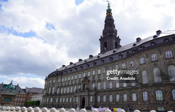 View of Christiansborg Palace as Syrian refugees react to Denmark's decision to repatriate, initiating a sit-in in front of Christiansborg Palace,...