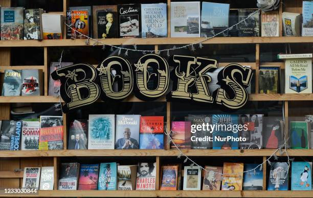 Bookstore window in Belfast city center. On Wednesday, May 19 in Belfast, Northern Ireland