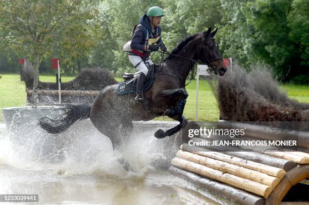 Frances's Nicolas Touzaint rides 'Absolut Gold HDC', as he competes during the "Le Grand National du Lion d'Angers" - a preparatory event for the...