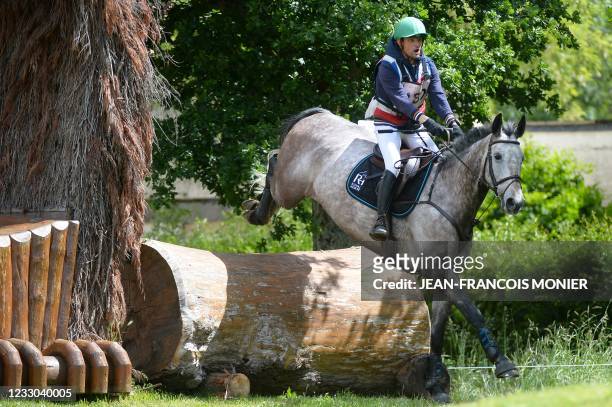 French's Nicolas Touzaint rides Diabolo Menthe, as he competes during the "Le Grand National du Lion d'Angers" - a preparatory event for the Tokyo...