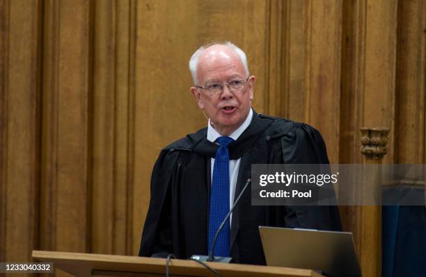 Moderator Jim Wallace, Lord Wallace of Tankerness speaks during the General Assembly of the Church of Scotland 2021 on May 21, 2021 in Edinburgh,...