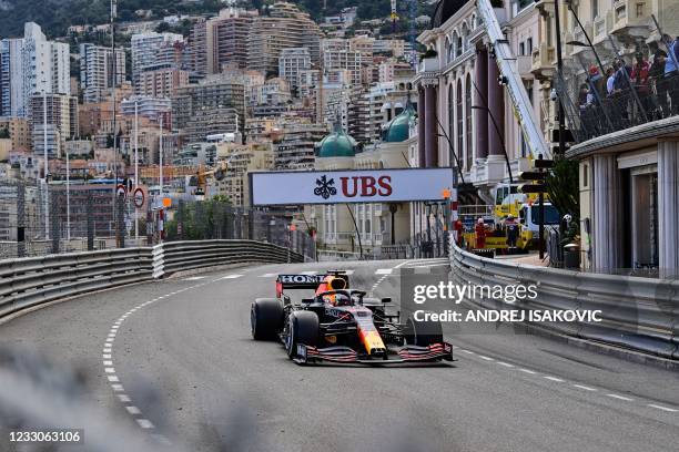 Red Bull's Dutch driver Max Verstappen drives during the Monaco Formula 1 Grand Prix at the Monaco street circuit in Monaco, on May 23, 2021.