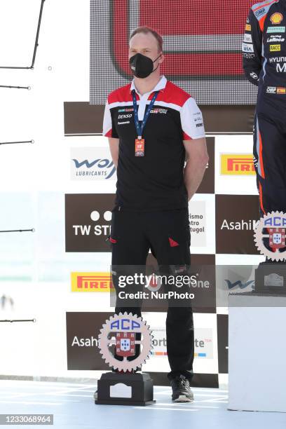 Jari-Matti Latvala of Toyota Gazoo Racing during the Podium Ceremony of the WRC Vodafone Rally Portugal 2021 in Matosinhos, Portugal on May 23, 2021.