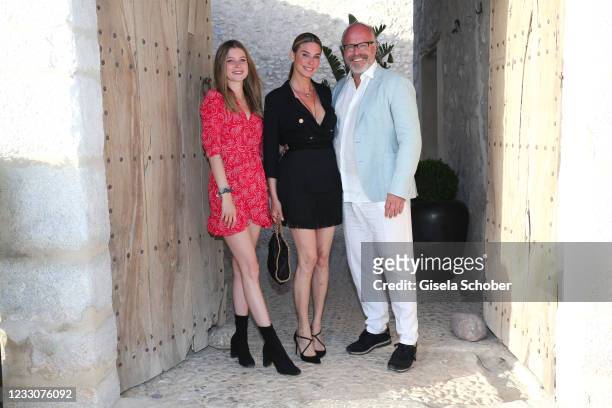Romy Deckert, Claudelle Deckert and Peter Olsson during their engagement party on May 22, 2021 at farm mansion "Spirit of Son Foster" in Alaro near...