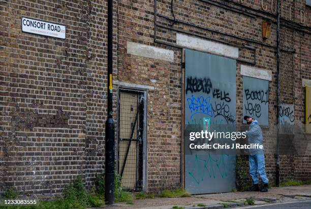 Police forensic officers on Consort Road as they investigate the shooting of Sasha Johnson on May 24, 2021 in London, England. Ms Johnson's condition...