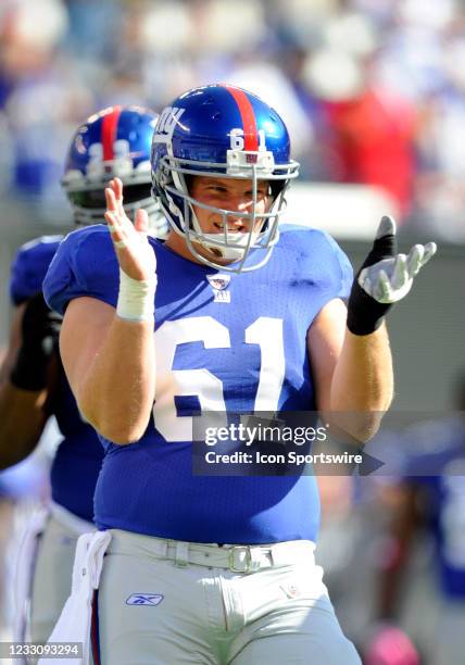 New York Giants offensive tackle Adam Koets during the first half of the Detroit Lions vs New York Giants game at the New Meadowlands Stadium in East...