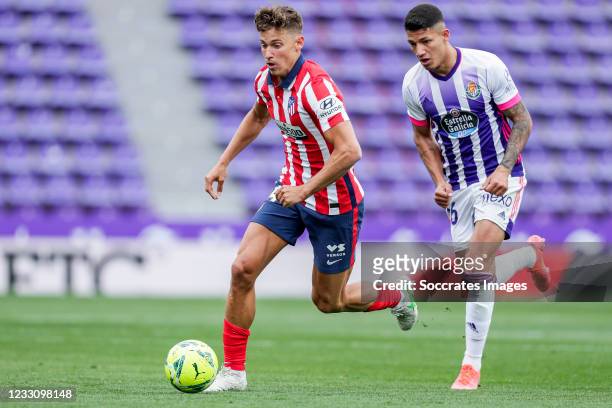Marcos Llorente of Atletico Madrid, Marcos Andre of Real Valladolid during the La Liga Santander match between Real Valladolid v Atletico Madrid at...
