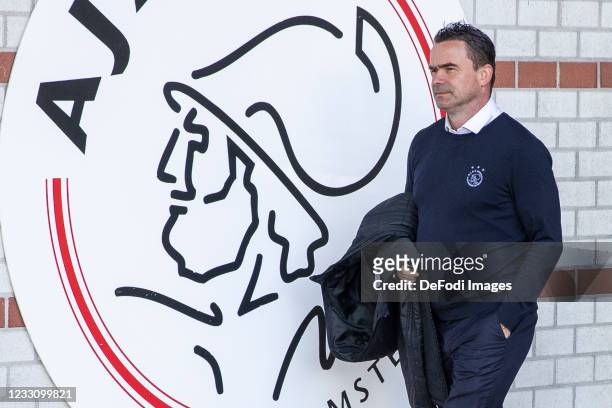 Chief of sport Marc Overmars of Ajax Amsterdam Walks into the Arena during the Dutch Eredivisie match between Ajax and FC Emmen at Johan Cruijff...