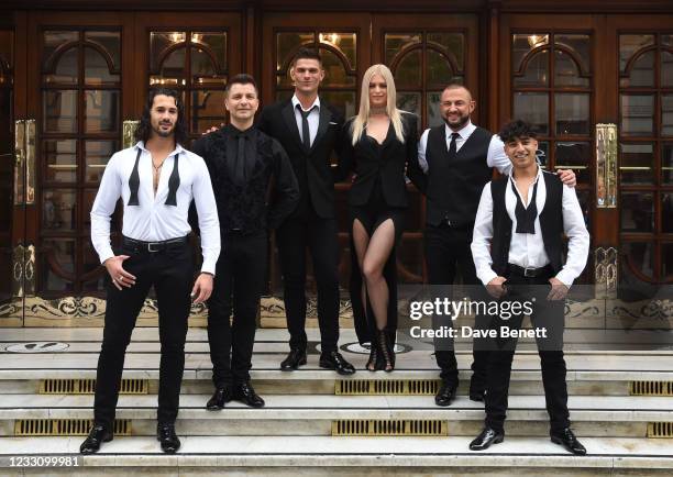 Graziano Di Prima, Pasha Kovalev, Aljaz Skorjanec, Nadiya Bychkova, Robin Windsor and Karim Zeroual pose at a photocall for "Here Come The Boys" at...