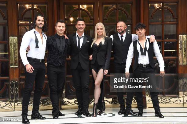 Graziano Di Prima, Pasha Kovalev, Aljaz Skorjanec, Nadiya Bychkova, Robin Windsor and Karim Zeroual pose at a photocall for "Here Come The Boys" at...