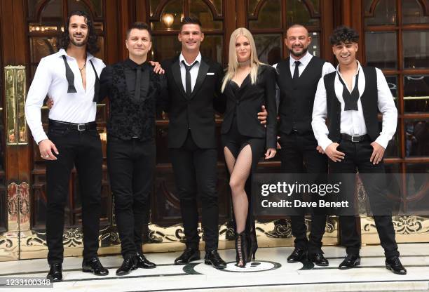 Graziano Di Prima, Pasha Kovalev, Aljaz Skorjanec, Nadiya Bychkova, Robin Windsor and Karim Zeroual pose at a photocall for "Here Come The Boys" at...