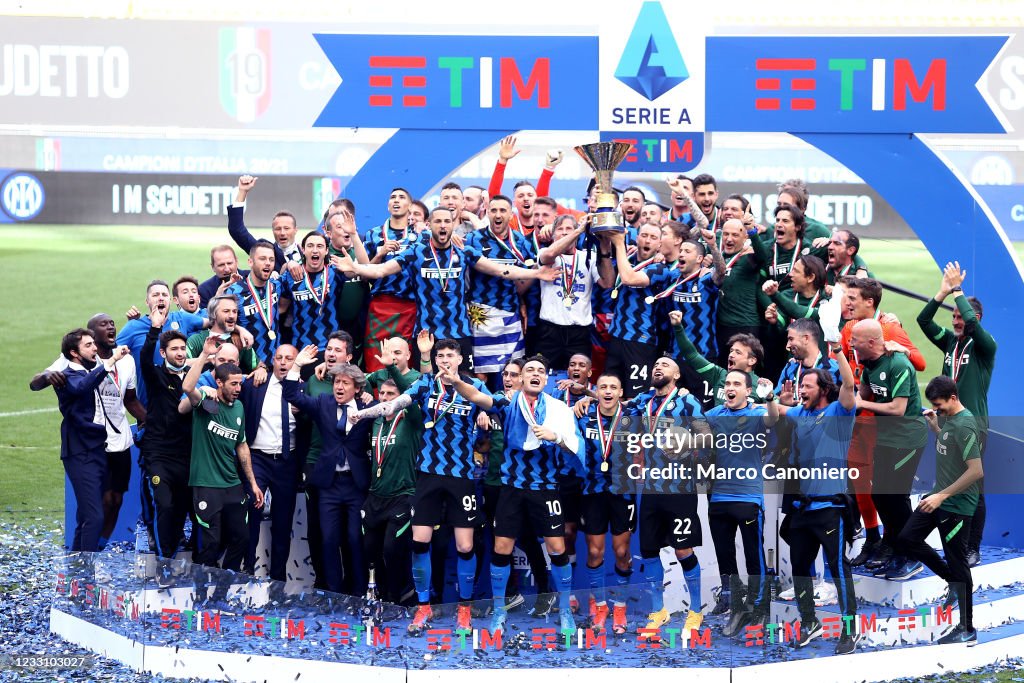 Players of Fc Internazionale celebrate their league...