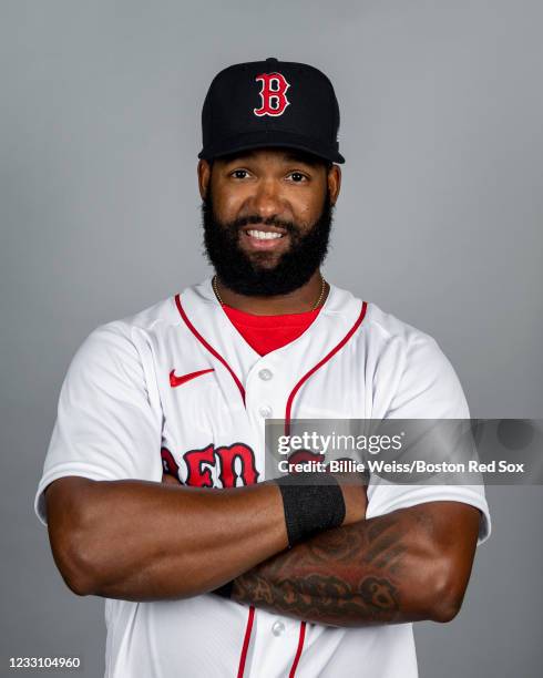 Danny Santana of the Boston Red Sox poses for a portrait on May 25, 2021 at Fenway Park in Boston, Massachusetts.