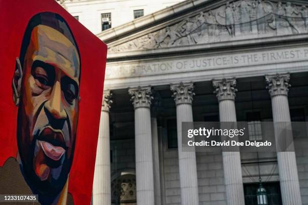 People gather at Foley Square to commemorate the anniversary of George Floyd's death on May 25 in New York City. Floyd's murder by Minneapolis police...