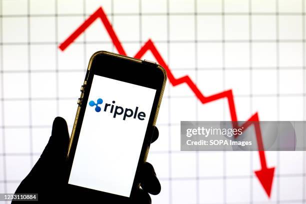 In this photo illustration a Ripple cryptocurrency logo is seen on a smartphone screen.