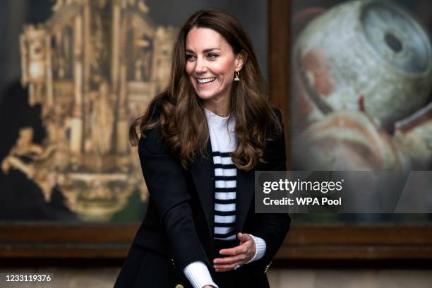 Catherine, Duchess of Cambridge during a visit to the University of St Andrews on May 26, 2021 in St Andrews, Scotland.