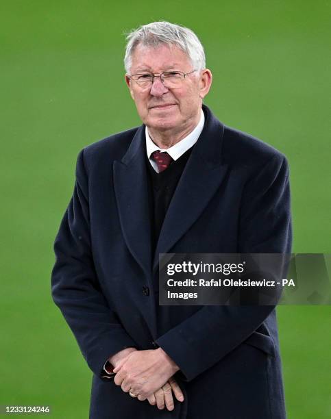 Former Manchester United manager Sir Alex Ferguson watches the presentation after the UEFA Europa League final, at Gdansk Stadium, Poland. Picture...