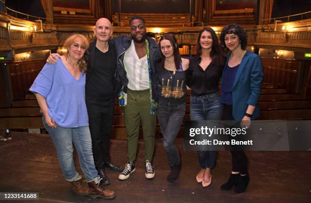 Producer Sonia Friedman, Director Ian Rickson, cast members Fehinti Balogun, Lydia Wilson and Gemma Arterton and Playwright Amy Berryman pose at a...