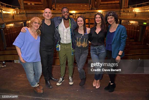 Producer Sonia Friedman, Director Ian Rickson, cast members Fehinti Balogun, Lydia Wilson and Gemma Arterton and Playwright Amy Berryman pose at a...