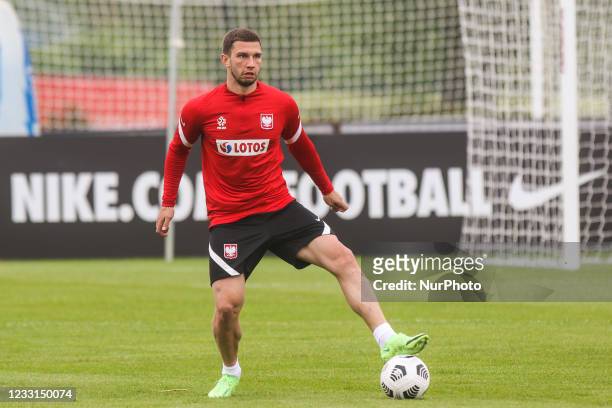 Jakub Swierczok of Polish national team during a training session before EURO 2020 in Opalenica, Poland on May 28, 2021.