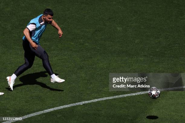 Sergio Aguero of Manchester City during a Manchester City Training session ahead of the UEFA Champions League Final between Manchester City FC and...