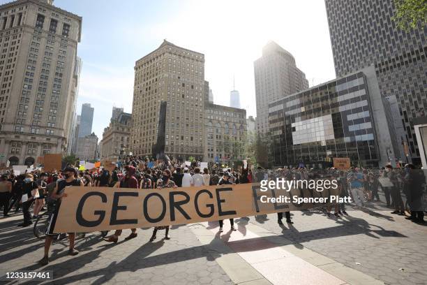 Protesters gather in Manhattan’s Foley Square to protest the recent death of George Floyd, an African American man who killed after a police officer...