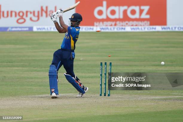 Sri Lanka player Danushka Gunathilaka seen in action during the third and final one-day international cricket match between Bangladesh and Sri Lanka...