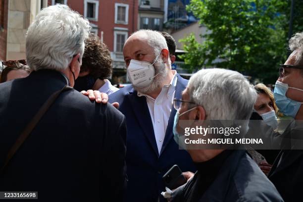 Italian architect Francesco Menegatti arrives for the funeral of his late mother, Italian ballet dancer Carla Fracci, on May 29, 2021 at the San...