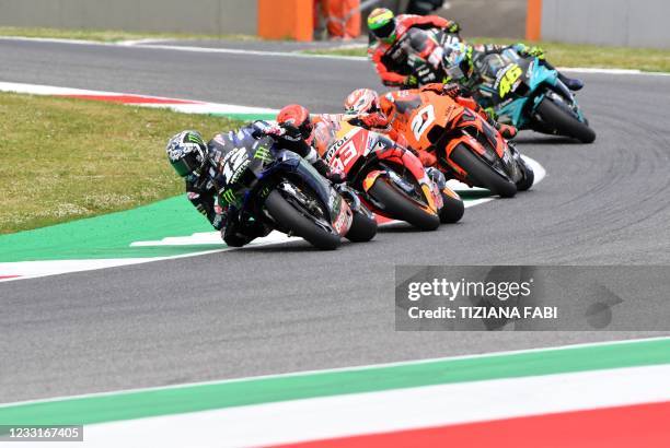 Monster Energy Yamaha MotoGP Spanish rider Maverick Vinales, Repsol Honda Team's Spanish rider Marc Marquez, Tech3 KTM Factory Racing's Spanish rider...