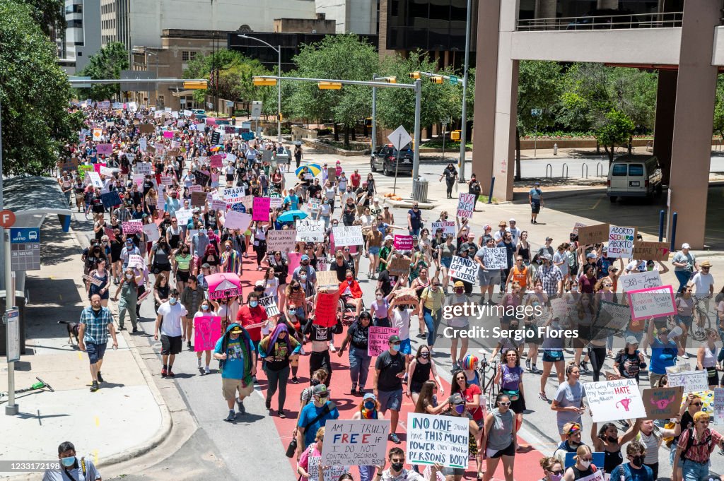 Protestors Rally Against Restrictive New Texas Abortion Law In Austin