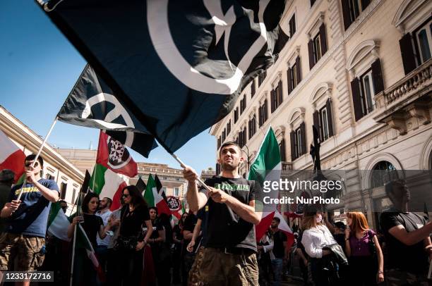 Demonstration by CasaPound ultra-right party in Piazza Santi Apostoli against the government's handling of the pandemic. On May 29, 2021 in Rome,...