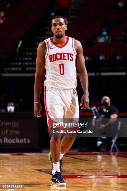 Sterling Brown of the Houston Rockets looks on during the game against the Boston Celtics on March 14, 2021 at the Toyota Center in Houston, Texas....