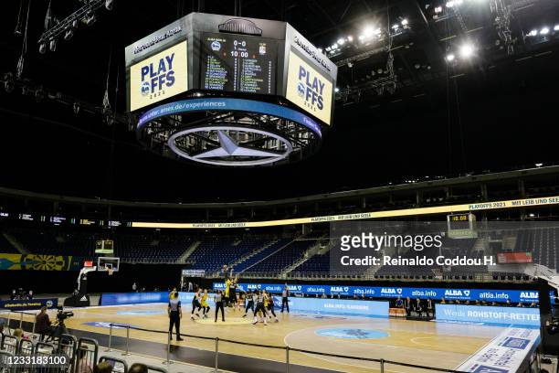 General view during the BBL Playoff Semifinal between ALBA Berlin and ratiopharm Ulm at Mercedes-Benz Arena on May 30, 2021 in Berlin, Germany.