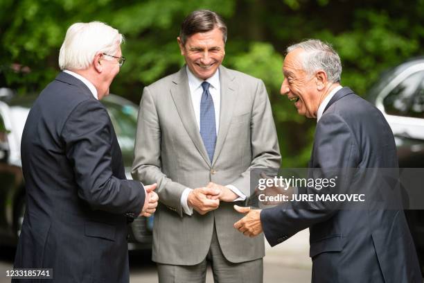 President of Slovenia Borut Pahor welcomes his German counterpart Frank-Walter Steinmeier and Portuguese counterpart Marcelo Rebelo de Sousa at the...