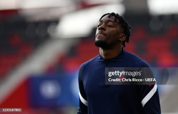 Axel Disasi of France during the France U21 training session at Bozsik Stadion, on the eve of their UEFA European Under-21 Championship quarter final...