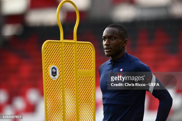 Moussa Diaby of France during the France U21 training session at Bozsik Stadion, on the eve of their UEFA European Under-21 Championship quarter...