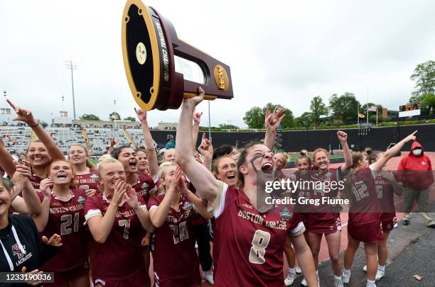 Charlotte North and the Boston College Eagles celebrate after winning the Division I Women's Lacrosse Championship 16-10 against the Syracuse Orange...
