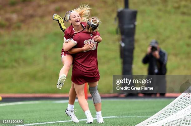 Belle Smith of the Boston College Eagles celebrates after scoring in the first half against the Syracuse Orange during the Division I Women's...