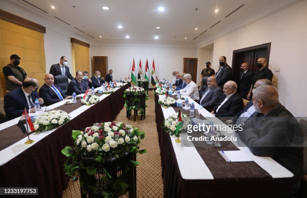 Head of the Egyptian Intelligence Service Abbas Kamil meets Hamas' Gaza chief Yahya Sinwar in Gaza City, Gaza on May 31, 2021.