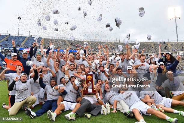 Virginia Cavalier players celebrate their win over the Maryland Terrapins in the Division I Mens Lacrosse Championship held at Pratt and Whitney...