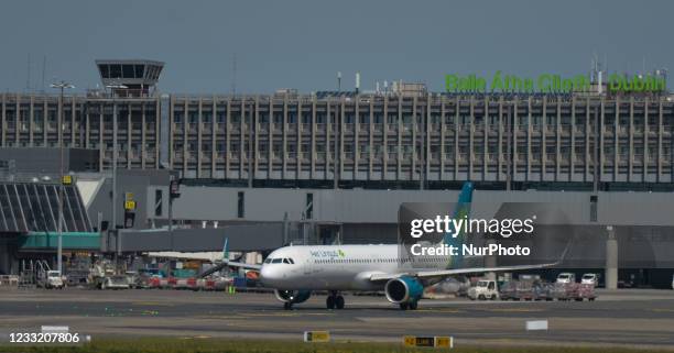 Aer Lingus flight to Boston departs from Dublin Airport. On Monday, May 31 in Dublin, Ireland.