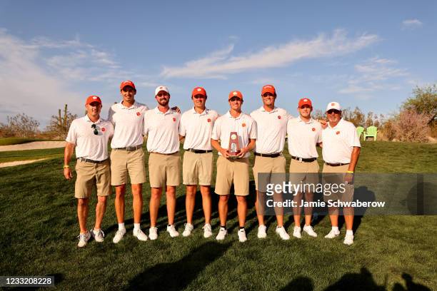 Turk Pettit of the Clemson Tigers along with his teammates celebrate after winning the individual title during the Division I Mens Golf Championship...
