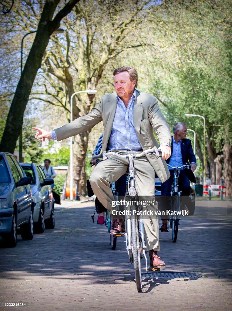 King Willem-Alexander Of The Netherlands Visits His Neighbourhood By Bicycle