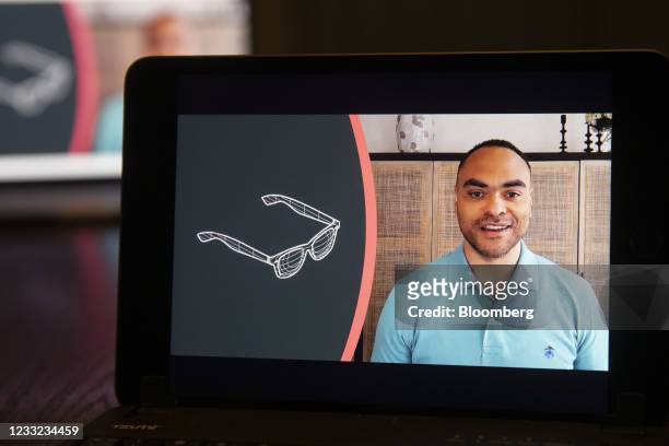 Chris Barbour, director of Spark AR partnerships for Facebook, Inc., speaks during the virtual F8 Developers Conference on a laptop computer in...