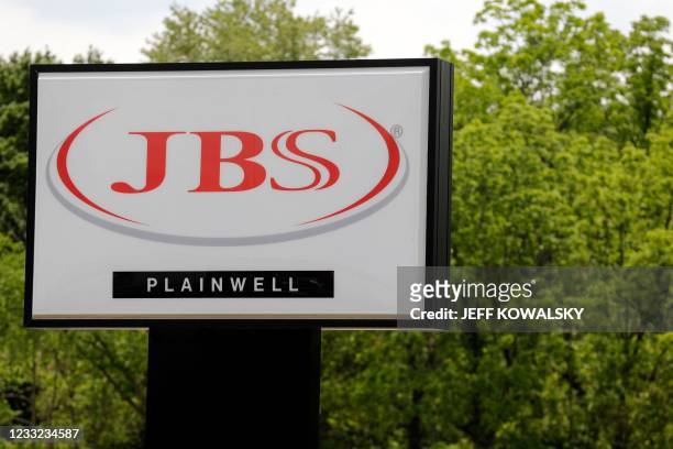The JBS meat placing plant is viewed in Plainwell, Michigan on June 2, 2021. - An American subsidiary of Brazilian meat processor JBS told the US...