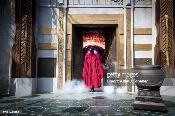 Anaheim, CA Media preview of Ancient Sanctum, the ruins of a mysterious ancient sanctum where Doctor Strange performs at Avengers Campus at...