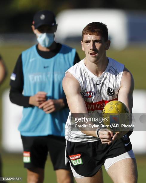 Mark Keane of the Magpies in action during the Collingwood training session at the Holden Centre on June 03, 2021 in Melbourne, Australia.